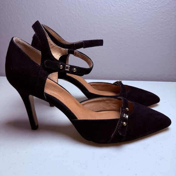 Corso Como Shoes - Corso Como Size 9 Heels Black Studded Shoes Ankle Strap Pointed Toe